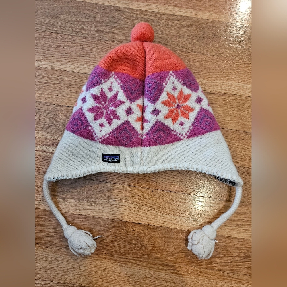 Patagonia Kids Woolly Hat; size M; color Cream, Purple, Orange